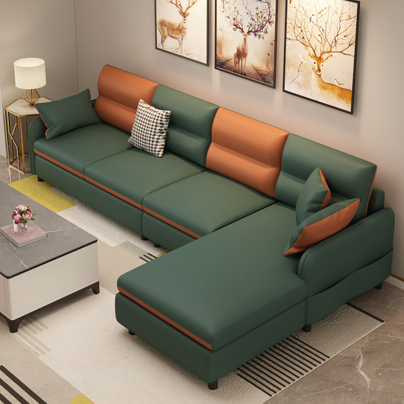 Modern 29.5"H Faux Leather Square Arm Sofa & Chaise for Living Room