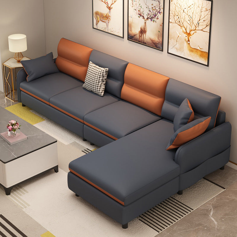 Modern 29.5"H Faux Leather Square Arm Sofa & Chaise for Living Room