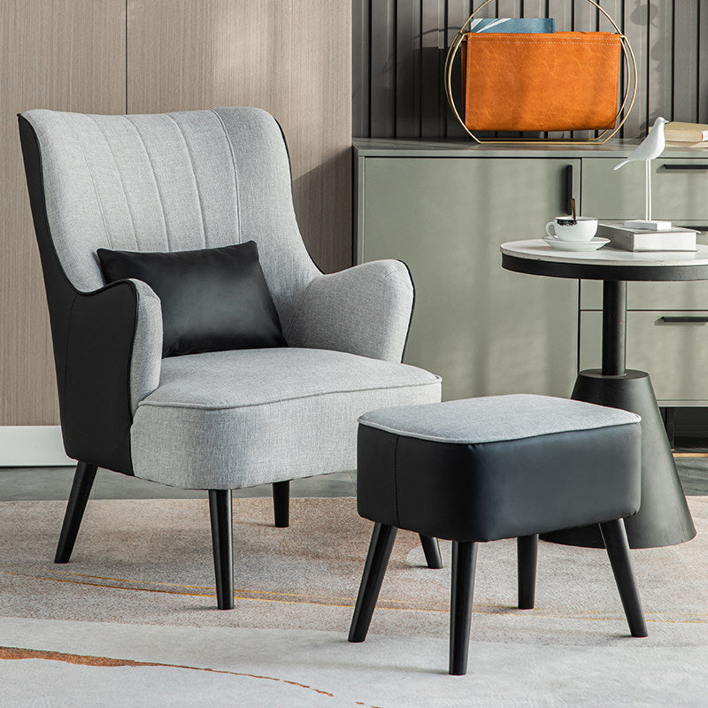 Sloped Arms Chair with Pillow Back and Basic Four Leg for Living Room