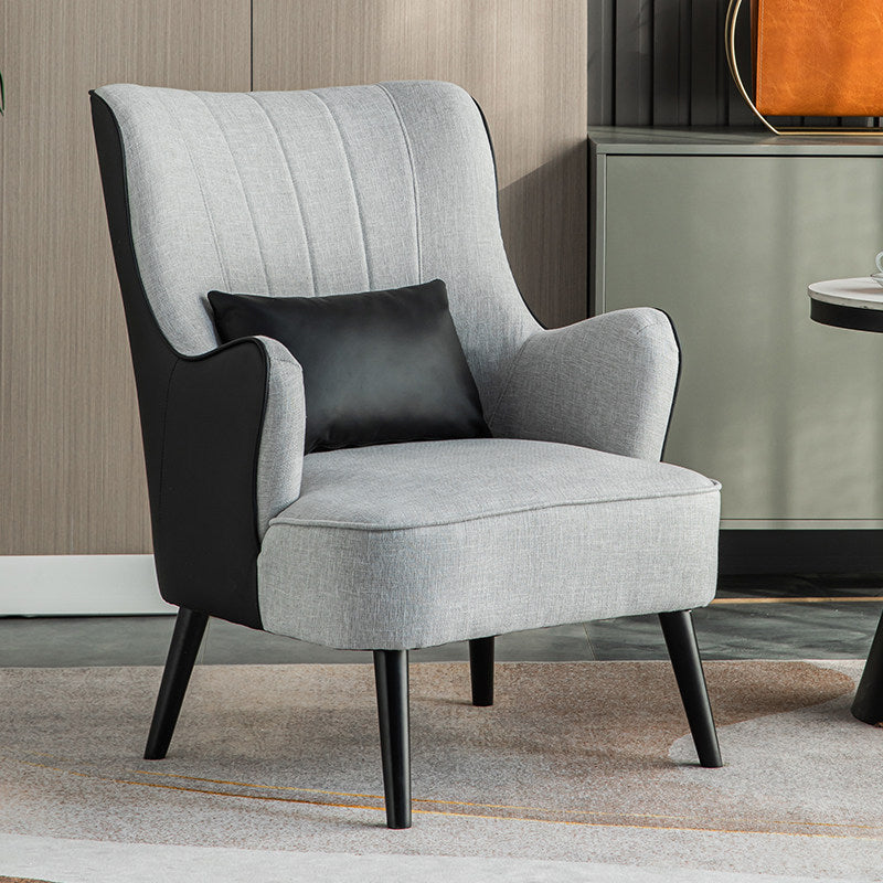 Sloped Arms Chair with Pillow Back and Basic Four Leg for Living Room