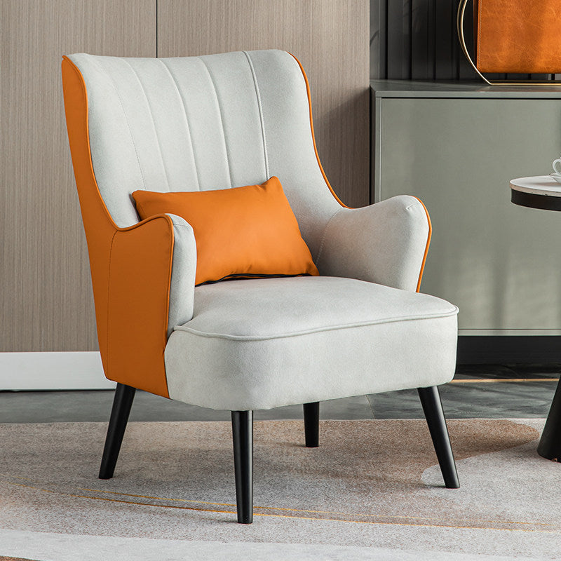 Sloped Arms Chair with Pillow Back and Basic Four Leg for Living Room