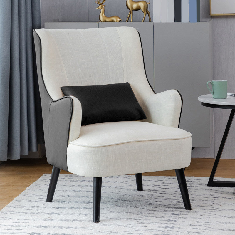 Sloped Arms Chair with Pillow Back and Basic Four Leg for Living Room