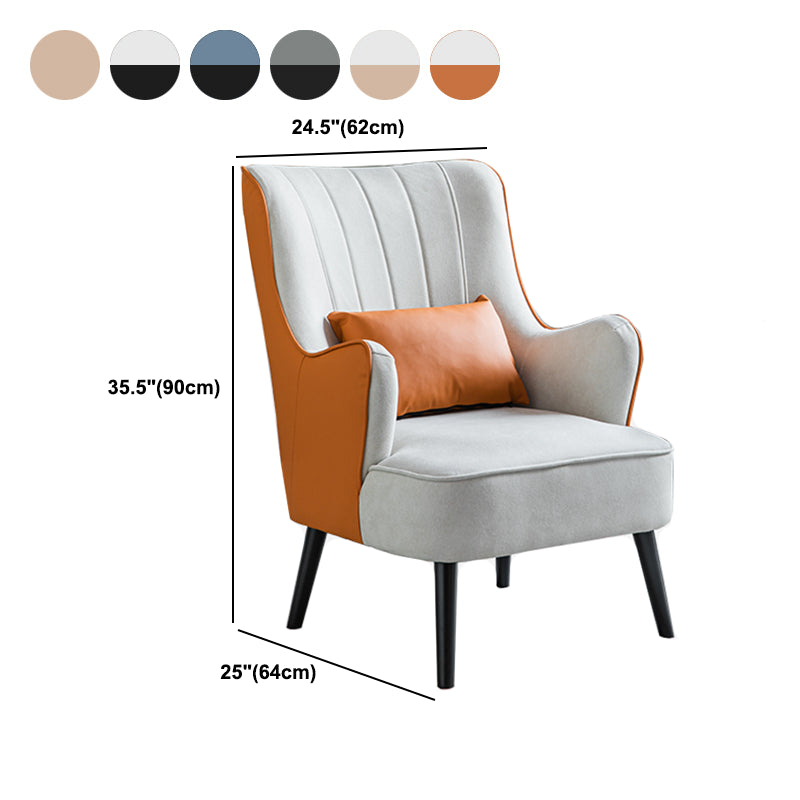 Sloped Arms Chair with Pillow Back and Basic Four Leg for Living Room