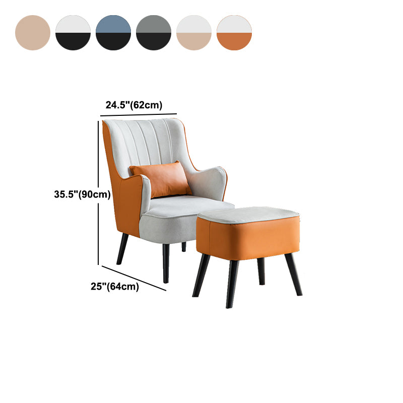 Sloped Arms Chair with Pillow Back and Basic Four Leg for Living Room