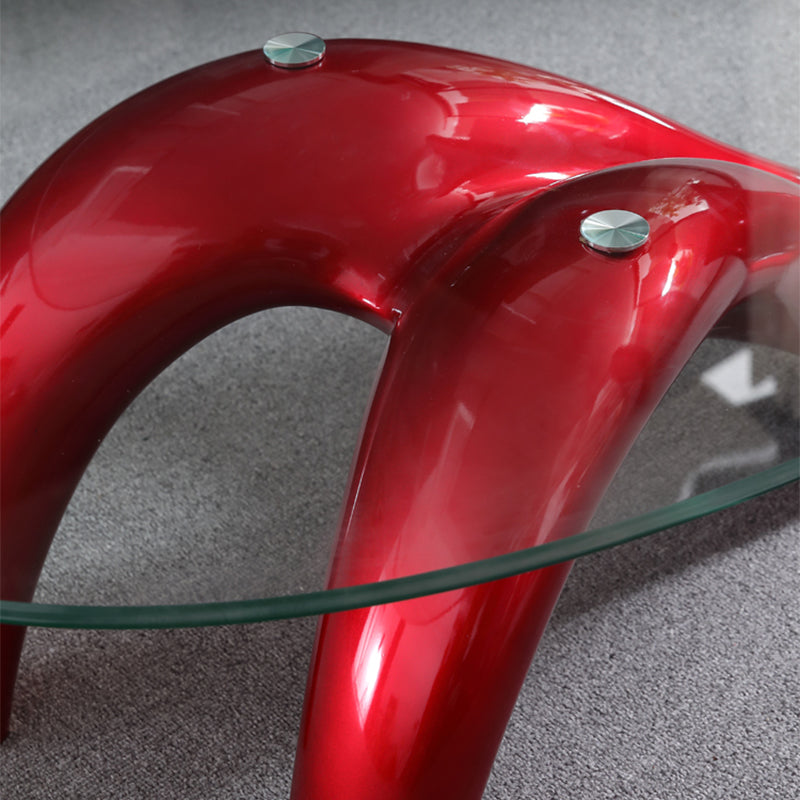 Glass Top Cocktail Table Oval Modern Minimalist Coffee Table