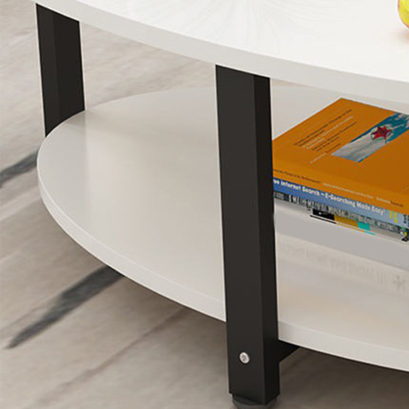 Solid Wood 4 Legs Coffee Table Modern Oval Coffee Table with Storage