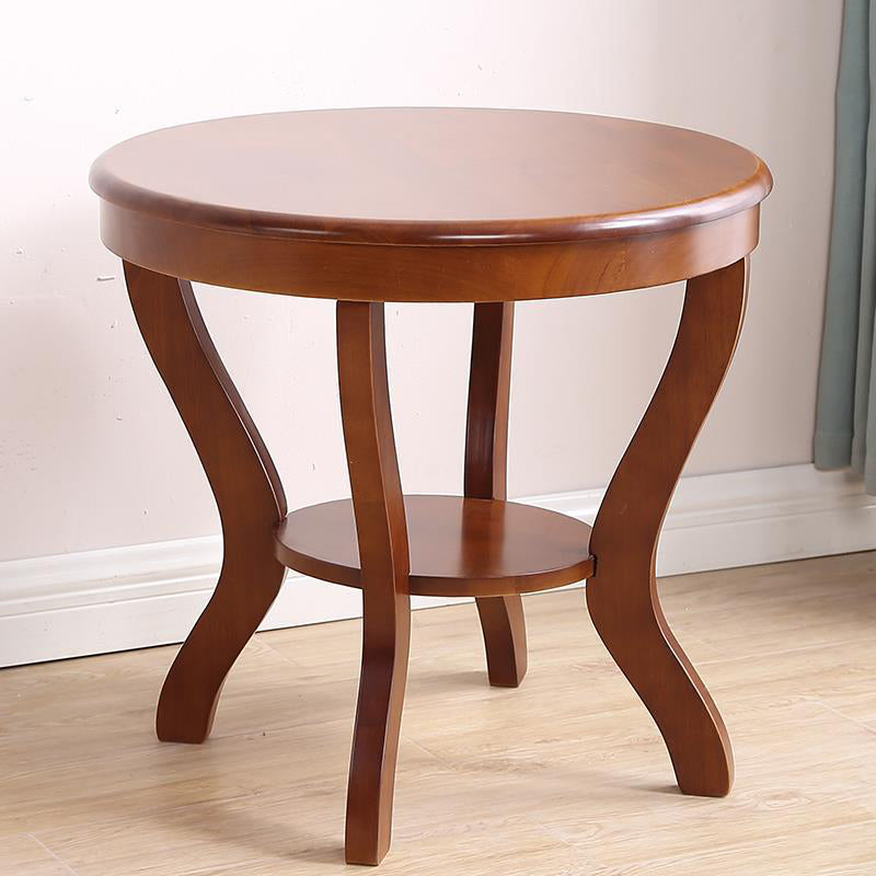 22.4" Tall 4 Legs End Table Solid Wood Round Side Table for Living Room