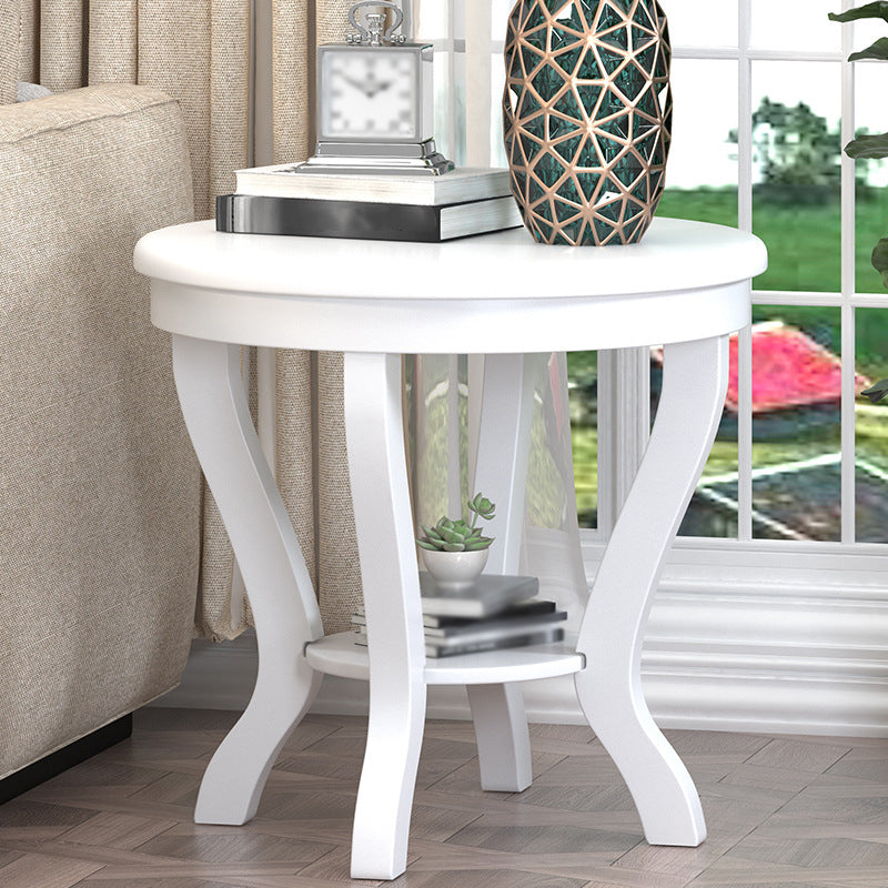 22.4" Tall 4 Legs End Table Solid Wood Round Side Table for Living Room