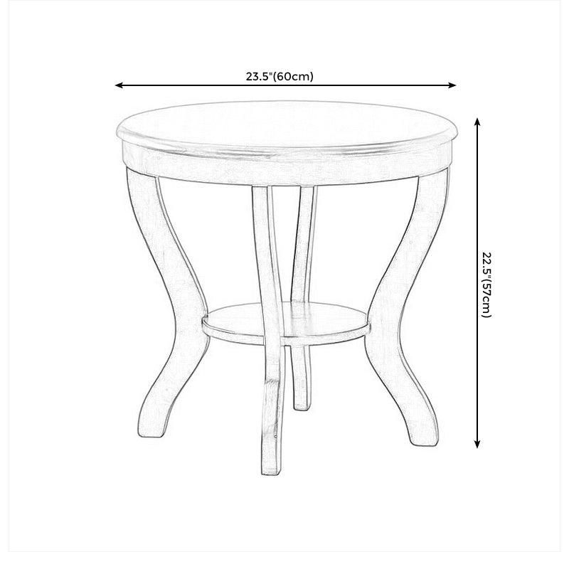 22.4" Tall 4 Legs End Table Solid Wood Round Side Table for Living Room