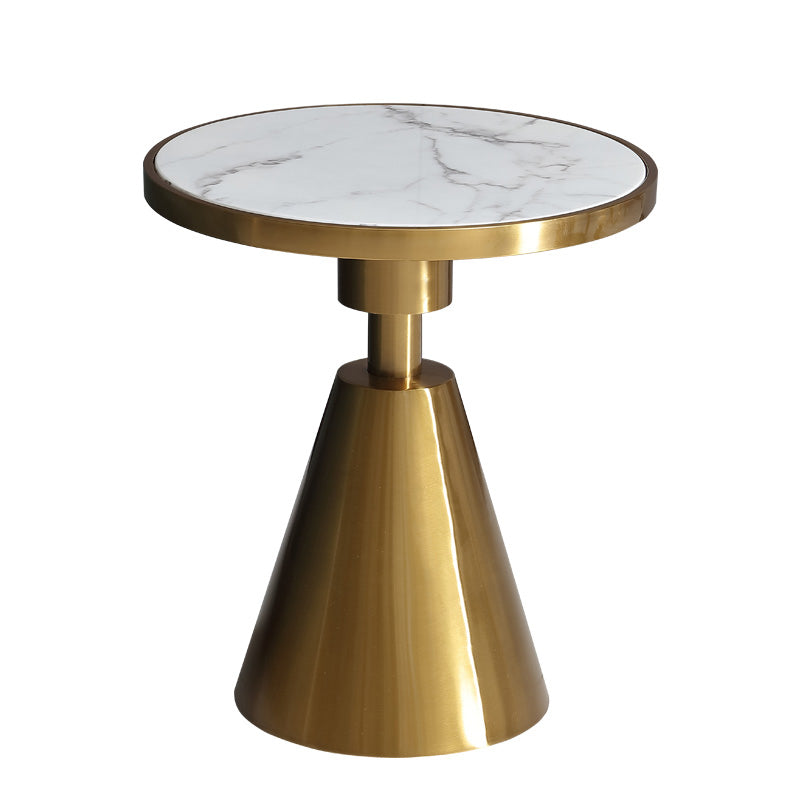 Contemporary Pedestal Round Marble/Stone Side Table - 21.65" H