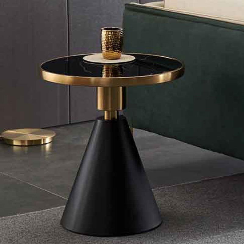 Contemporary Pedestal Round Marble/Stone Side Table - 21.65" H