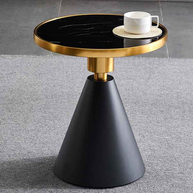 Contemporary Pedestal Round Marble/Stone Side Table - 21.65" H