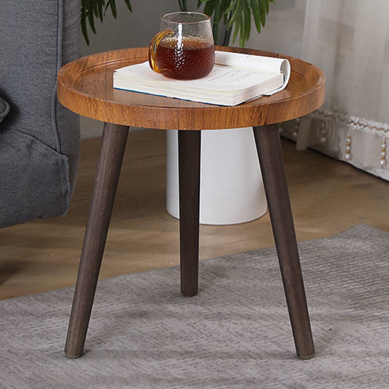 Modern Round/Oval Wood End Table Tray Top Sofa Side Table in Black/White/Brown
