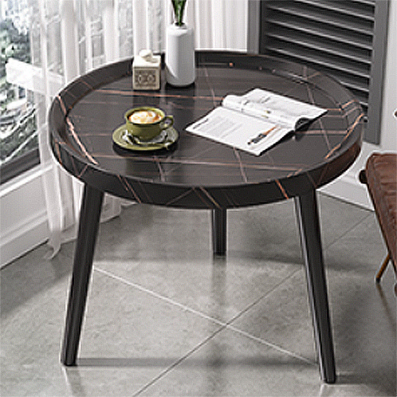 Modern Round/Oval Wood End Table Tray Top Sofa Side Table in Black/White/Brown