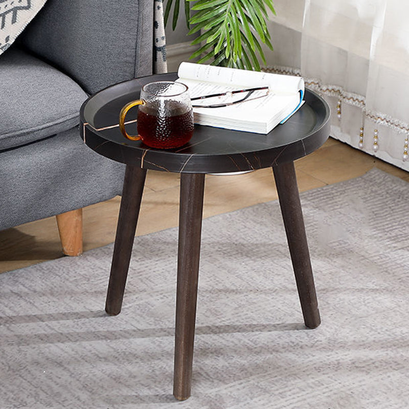 Modern Round/Oval Wood End Table Tray Top Sofa Side Table in Black/White/Brown