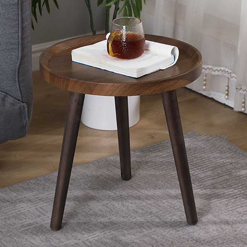 Modern Round/Oval Wood End Table Tray Top Sofa Side Table in Black/White/Brown