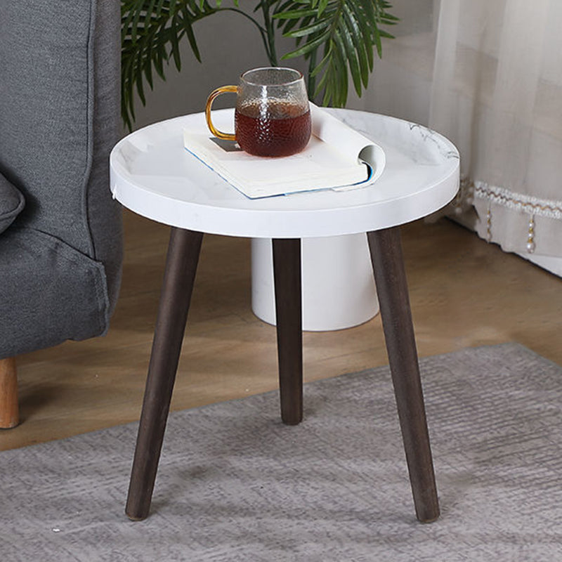 Modern Round/Oval Wood End Table Tray Top Sofa Side Table in Black/White/Brown