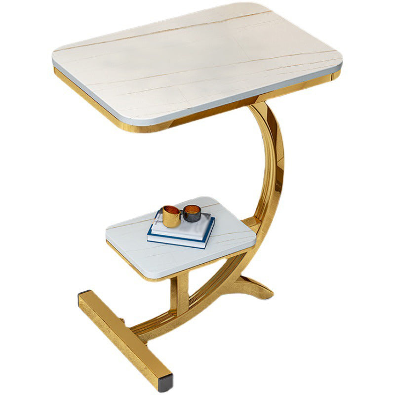 Modern Style Iron Base Slab White/white Gold/black Gold Table Top Rectangular Side Table
