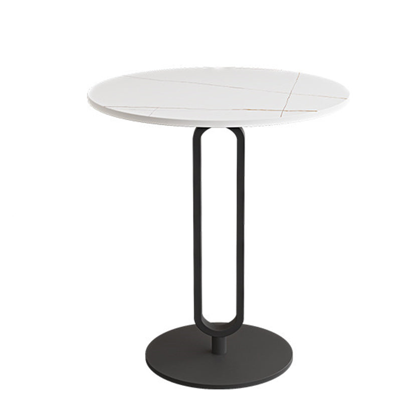 Modern Style Iron Material Base Rock Plate Table Round Side Table