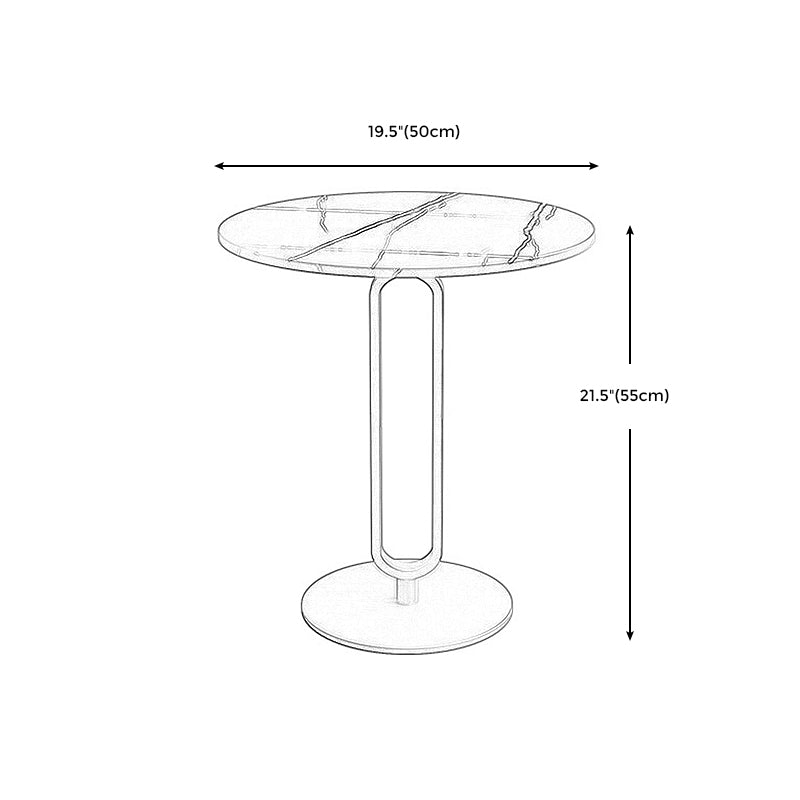 Modern Style Iron Material Base Rock Plate Table Round Side Table