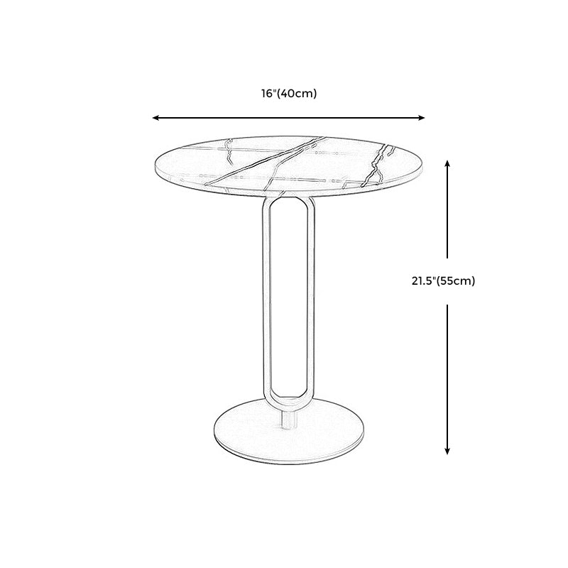 Modern Style Iron Material Base Rock Plate Table Round Side Table