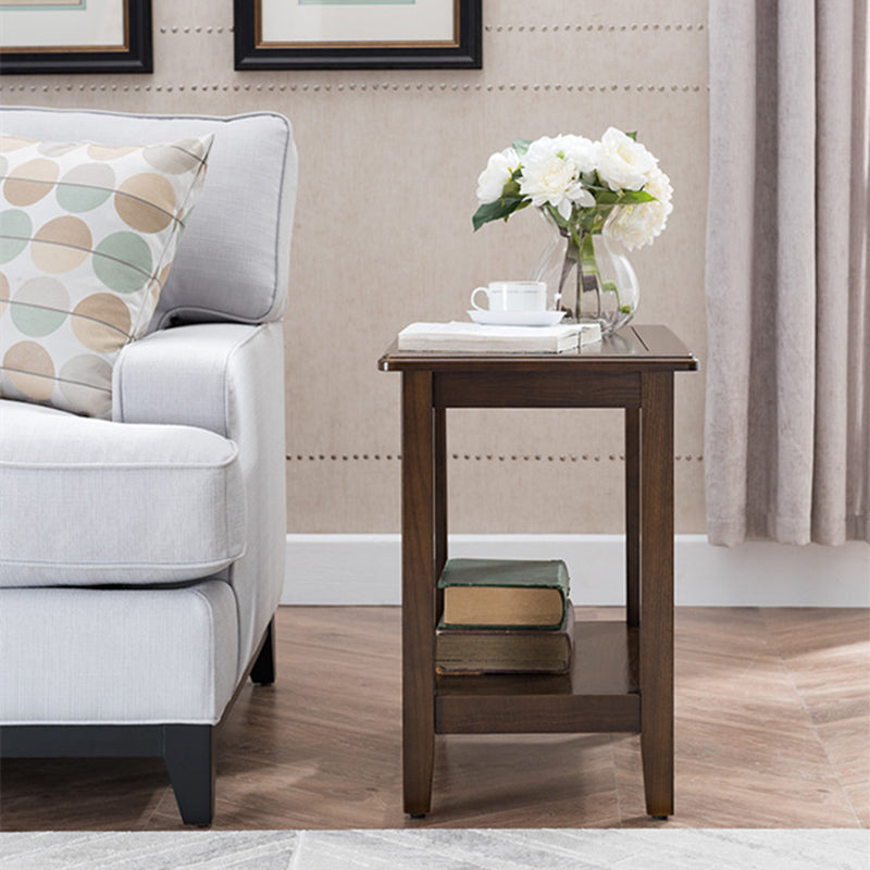 4 Legs Base Black Walnut/walnut Rectangle in Ash Wood Side Table