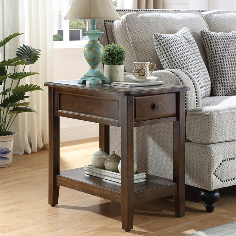 4 Legs Base Black Walnut/walnut Rectangle in Ash Wood Side Table