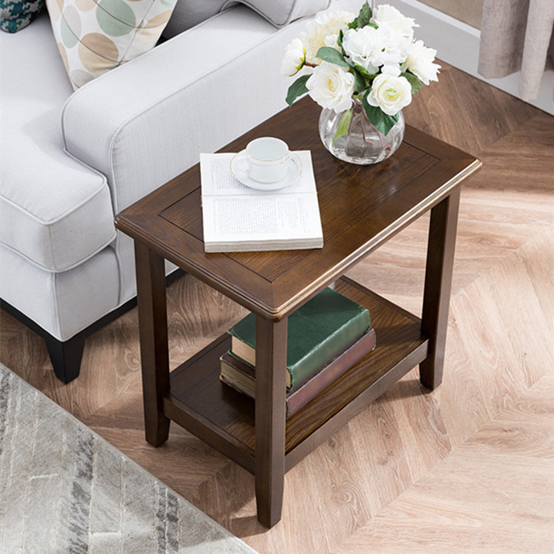 4 Legs Base Black Walnut/walnut Rectangle in Ash Wood Side Table