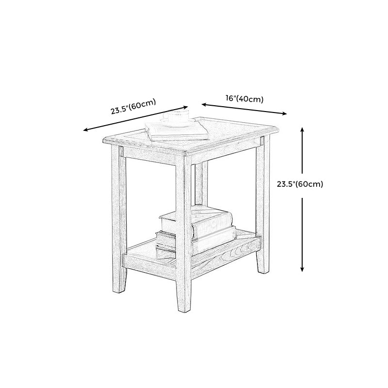 4 Legs Base Black Walnut/walnut Rectangle in Ash Wood Side Table