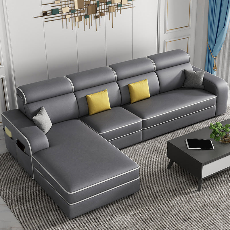 Contemporary Style Sofa Bed Solid Wood Frame Beige/grey/blue with Pocket Storage Sofa