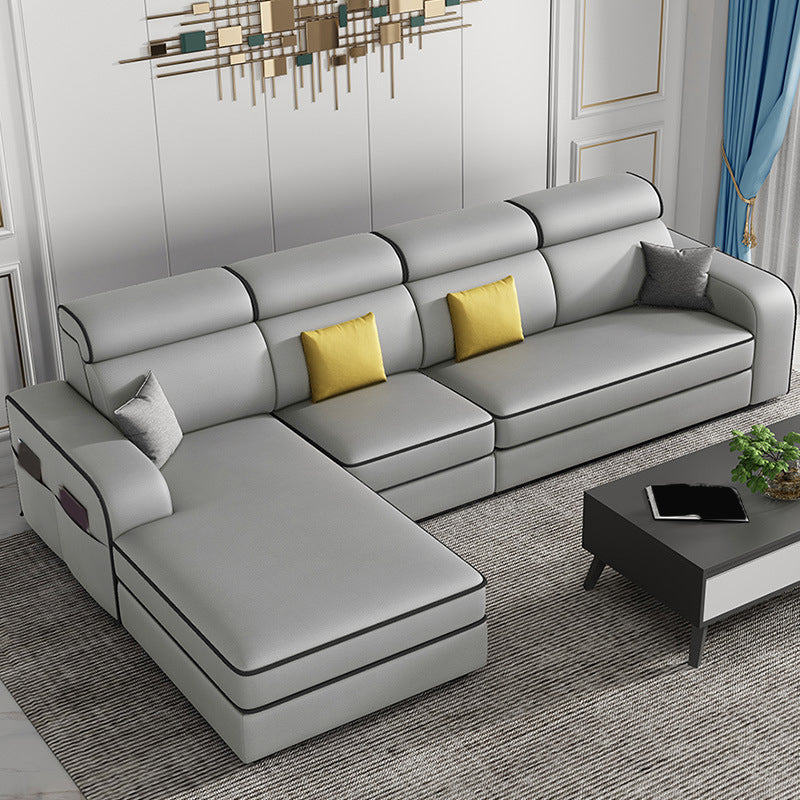 Contemporary Style Sofa Bed Solid Wood Frame Beige/grey/blue with Pocket Storage Sofa