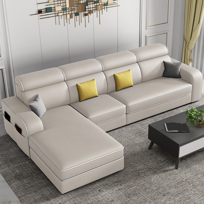 Contemporary Style Sofa Bed Solid Wood Frame Beige/grey/blue with Pocket Storage Sofa