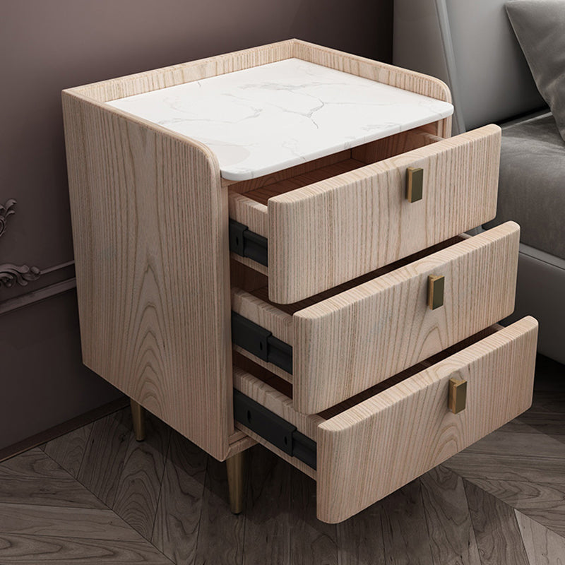 Contemporary Drawer Storage Bed Nightstand Wooden Night Table for Bedroom