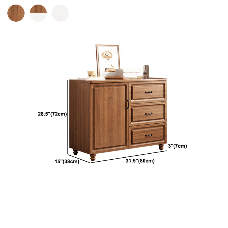 Wood Accent Cabinet with Drawer Contemporary  Rectangle Side Cabinet