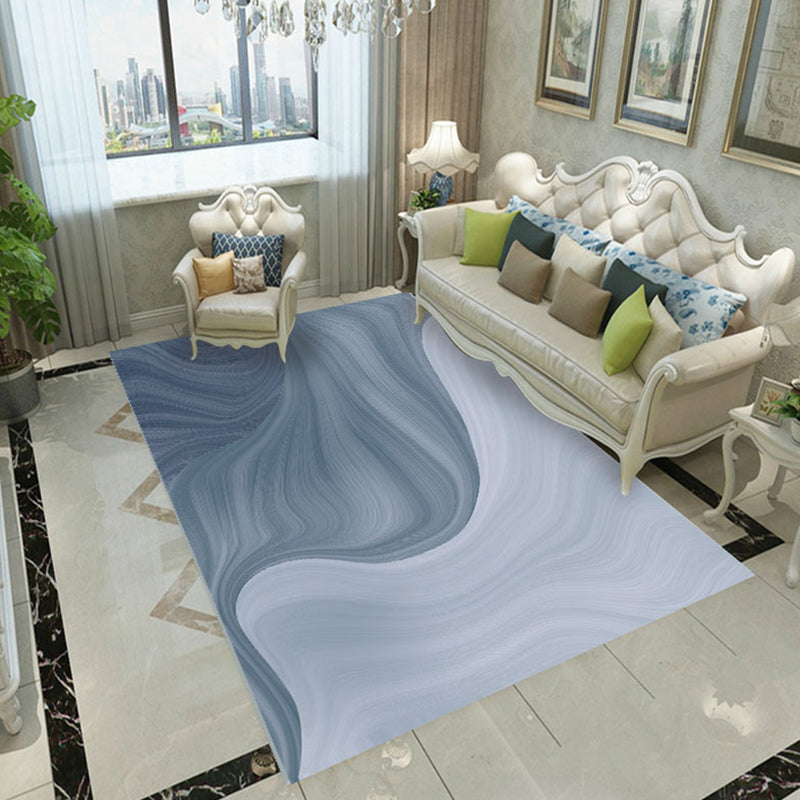 Contemporary Rug Polyester Abstract Print Carpet Stain Resistant Area Rug for Living Room