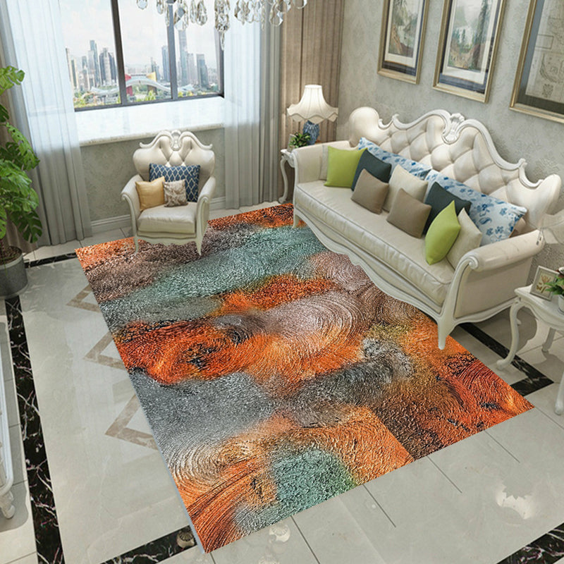 Contemporary Rug Polyester Abstract Print Carpet Stain Resistant Area Rug for Living Room