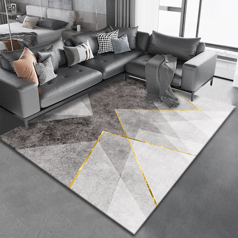 Light Grey Modern Rug Polyester Pattern Area Rug Non-Slip Backing Rug for Sitting Room