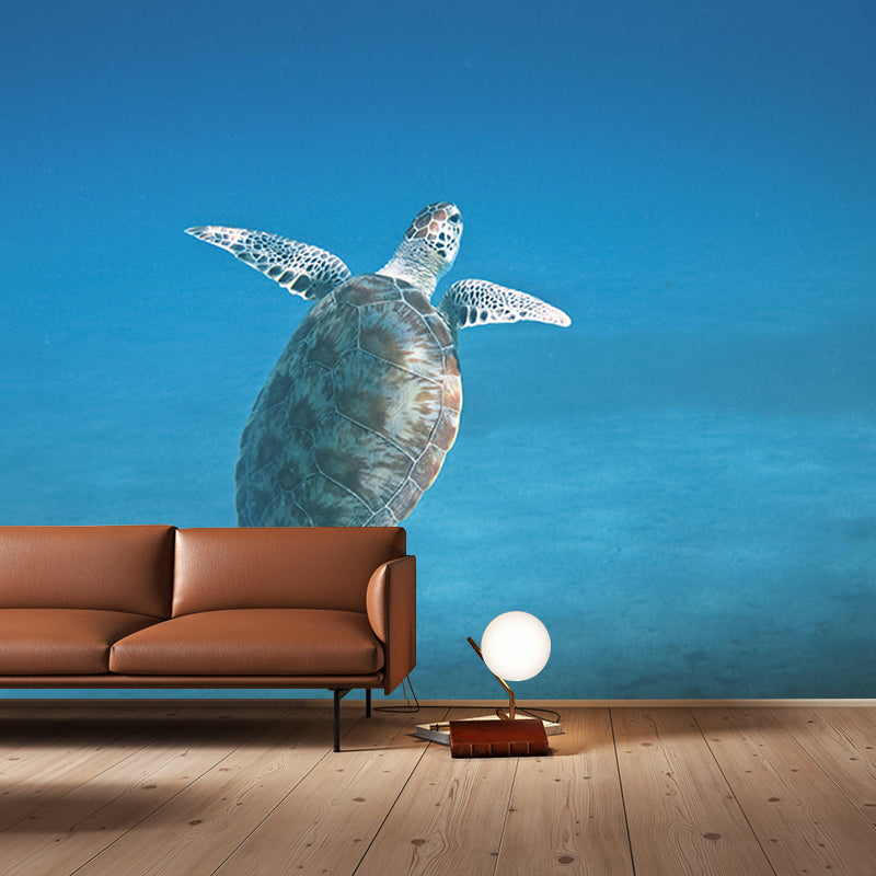 Vintage Wall Mural Sea Turtle Patterned Sitting Room Wall Mural