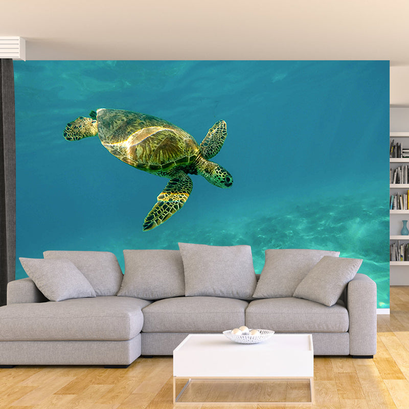 Vintage Wall Mural Sea Turtle Patterned Sitting Room Wall Mural