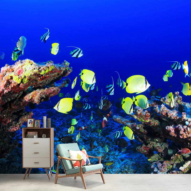 Tropical Photography Wall Mural Sea Animal Sitting Room Stain Resistant Wall Mural