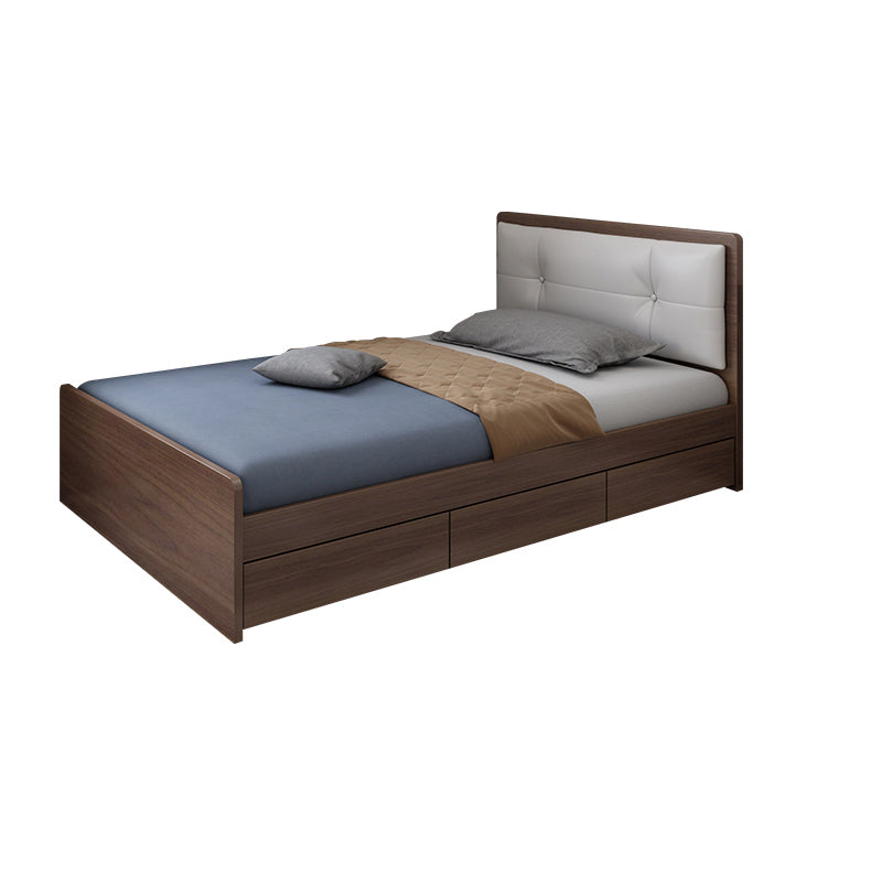 35.43" Scandinavian Panel Bed with Headboard Upholstered Low Profile Bed