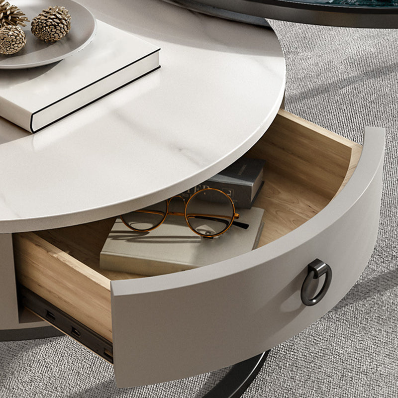 Frame Base Design Round Glass/artificial Table Metal Base Coffee Table
