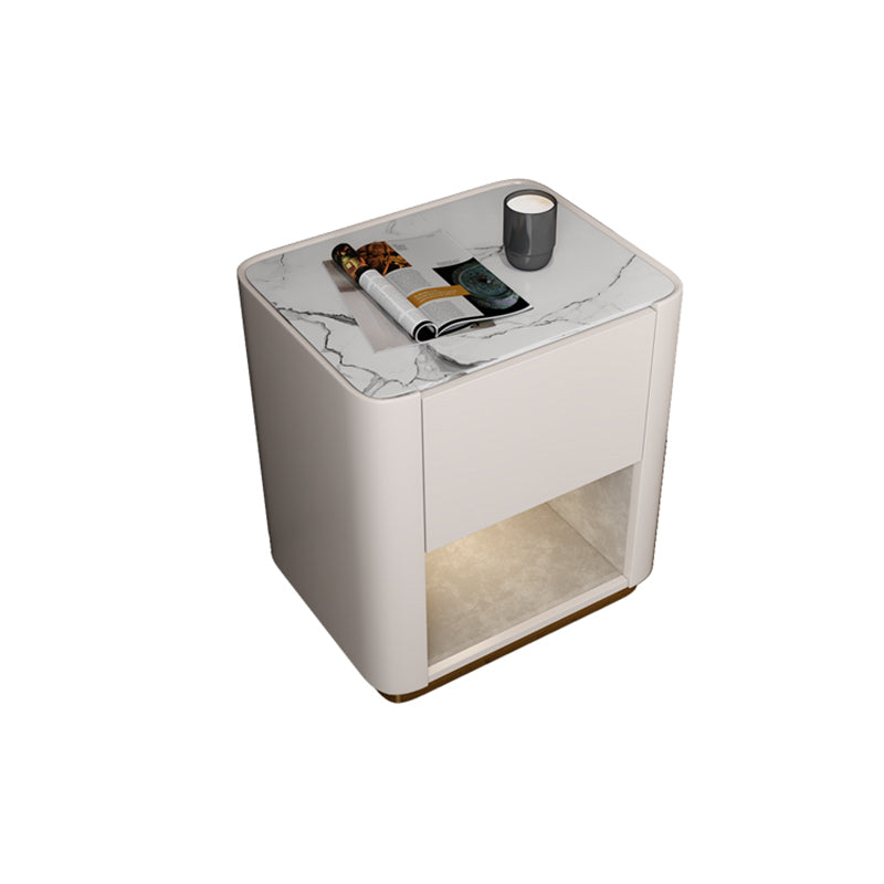 Modern Solid Wood and Slate Night Table Drawer Storage Bed Nightstand