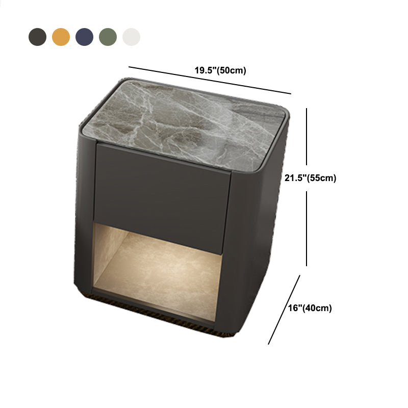 Modern Solid Wood and Slate Night Table Drawer Storage Bed Nightstand