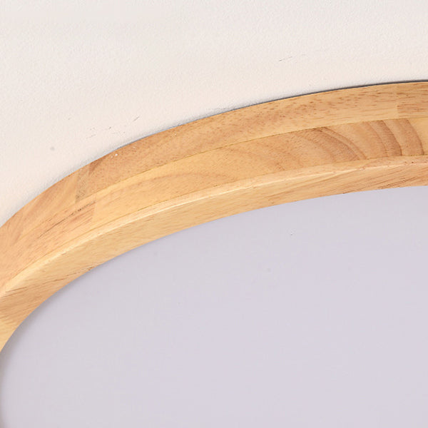 Modern Simplicity LED Ceiling Light Circular Wooden Flush Mount for Living Room