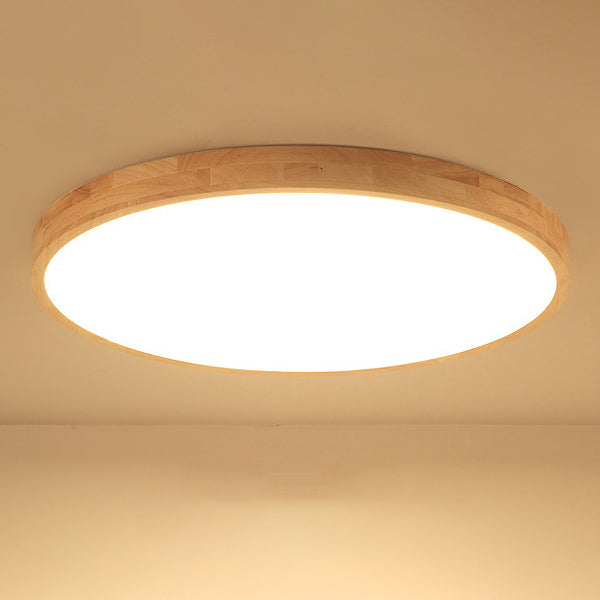 Modern Simplicity LED Ceiling Light Circular Wooden Flush Mount for Living Room