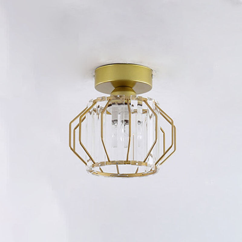 Metal Geometric Ceiling Light in Modern Luxury Style Crystal 1-Light Ceiling Fixture