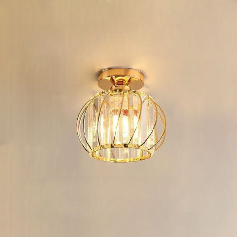 Metal Geometric Ceiling Light in Modern Luxury Style Crystal 1-Light Ceiling Fixture