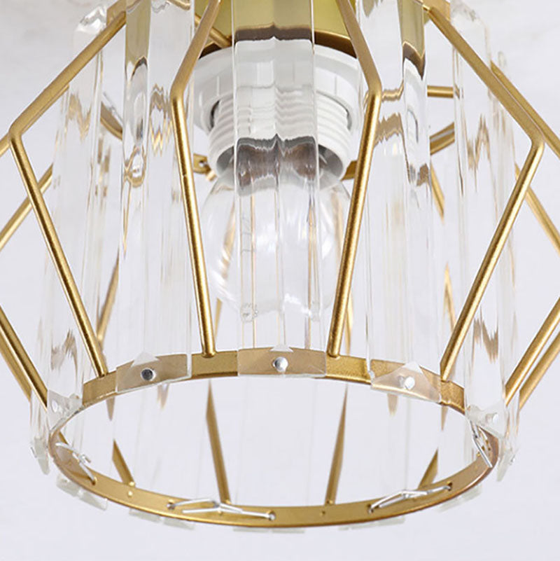 Metal Geometric Ceiling Light in Modern Luxury Style Crystal 1-Light Ceiling Fixture