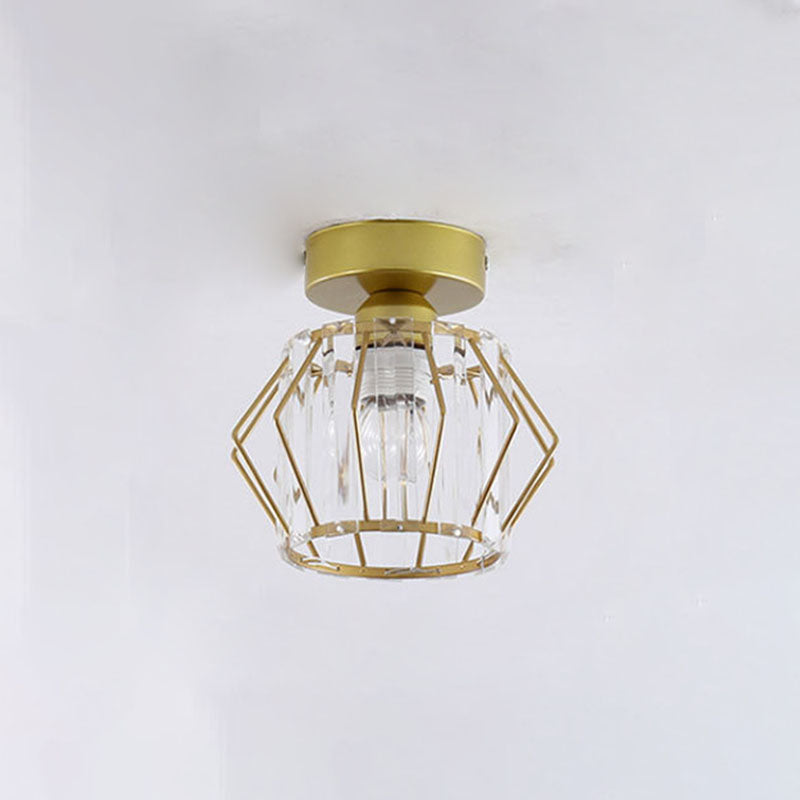 Metal Geometric Ceiling Light in Modern Luxury Style Crystal 1-Light Ceiling Fixture